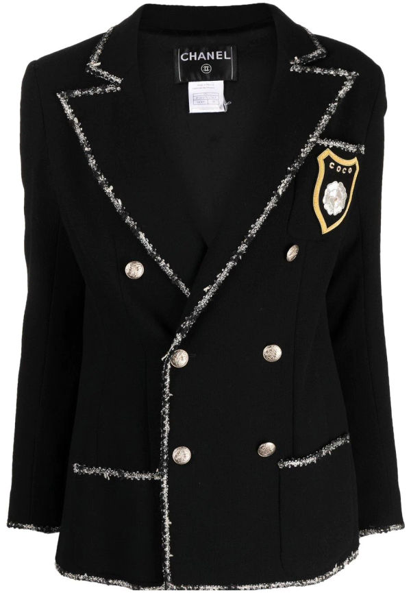 CHANEL Pre-Owned dubbelknäppt blazer med logotypmärke - Svart