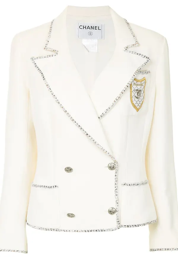 CHANEL Pre-Owned dubbelknäppt jacka - Vit