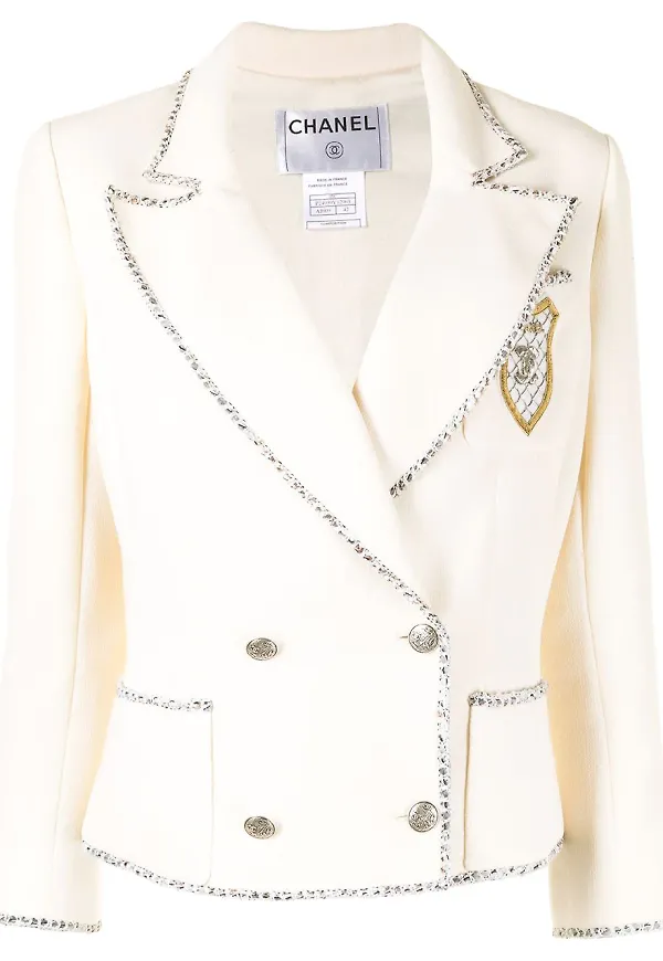 CHANEL Pre-Owned dubbelknäppt jacka från 2005 - Vit