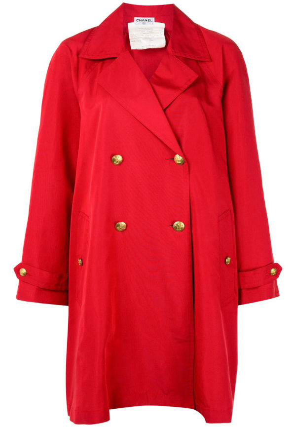 CHANEL Pre-Owned dubbelknäppt kappa i oversize-modell - Röd