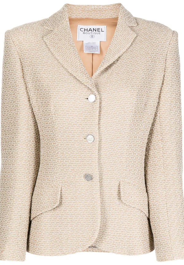 CHANEL Pre-Owned enkelknäppt blazer med brodyr från 1998 - Brun