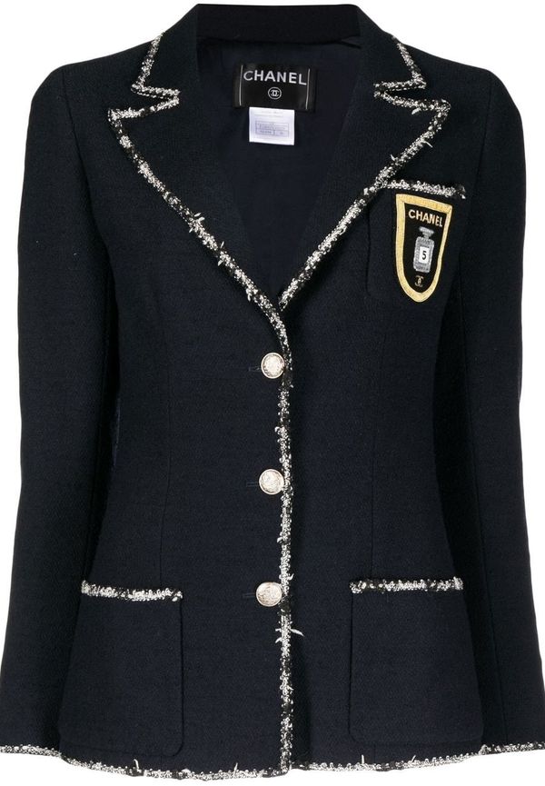 CHANEL Pre-Owned enkelknäppt jacka med emblem från 2005 - Blå