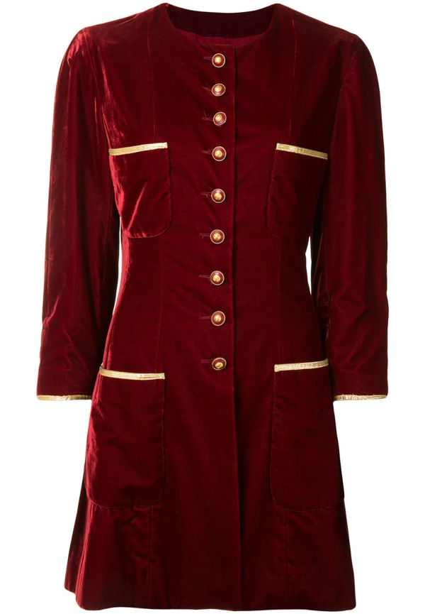 CHANEL Pre-Owned enkelknäppt kappa från 1993 - Röd