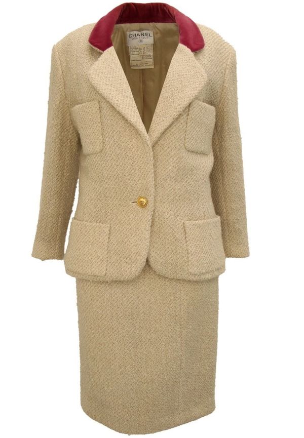 CHANEL Pre-Owned enkelknäppt kostym - Vit