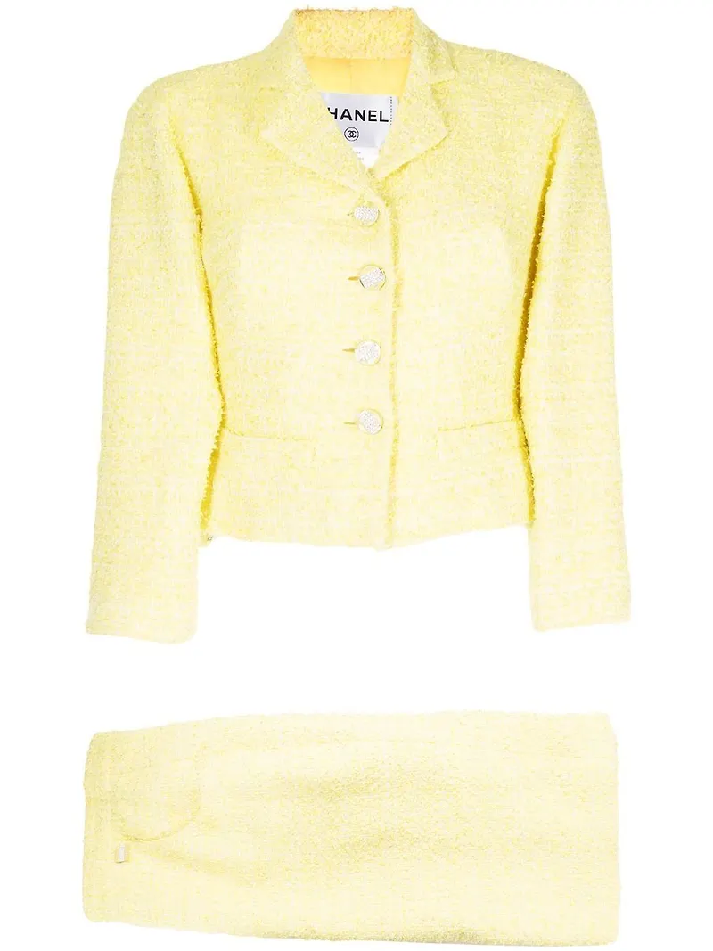 CHANEL Pre-Owned enkelknäppt kostym med kjol från 2010 - YELLOW