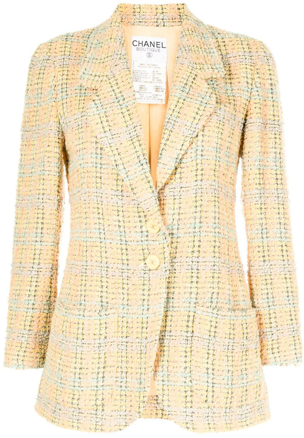 CHANEL Pre-Owned enkelknäppt tweedkavaj från 1994 - Gul