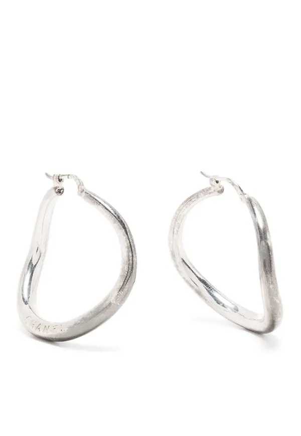 CHANEL Pre-Owned graverade hoop från 1990-talet - Silverfärgad