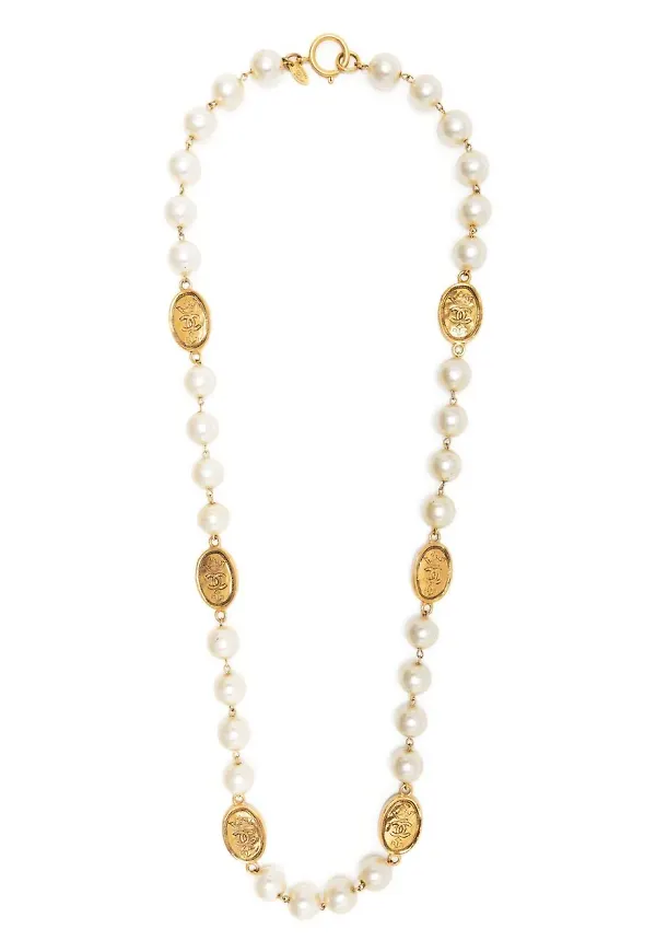 CHANEL Pre-Owned halsband med konstpärla från 1986-1992 - Vit