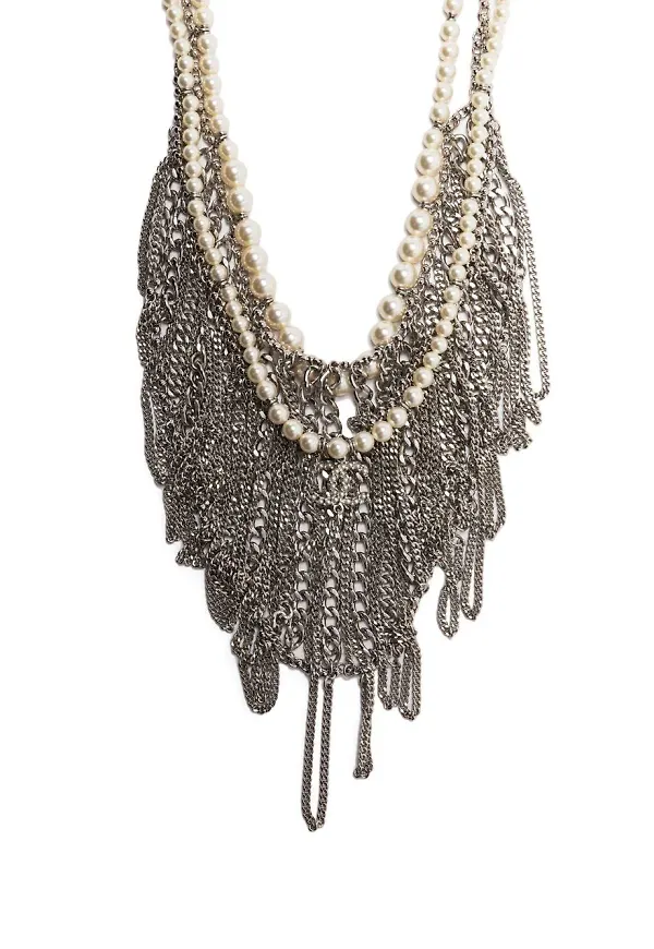 CHANEL Pre-Owned halsband med konstpärla från 2015 - Silverfärgad