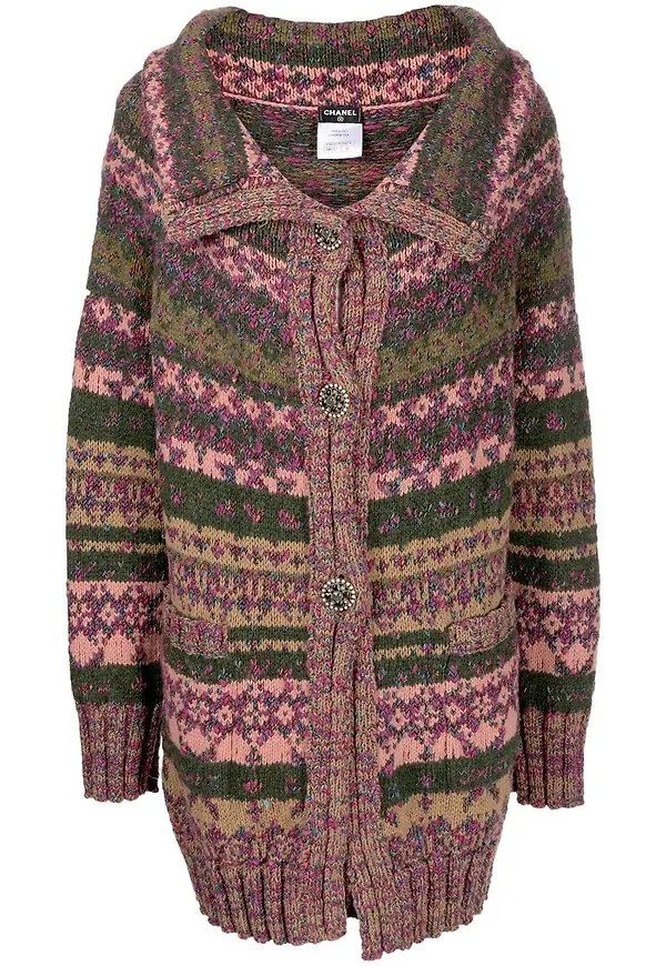 CHANEL Pre-Owned intarsiastickad kofta - Rosa