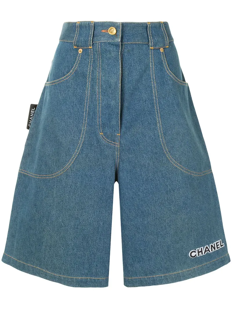 CHANEL Pre-Owned jeansshorts med vida ben - Blå