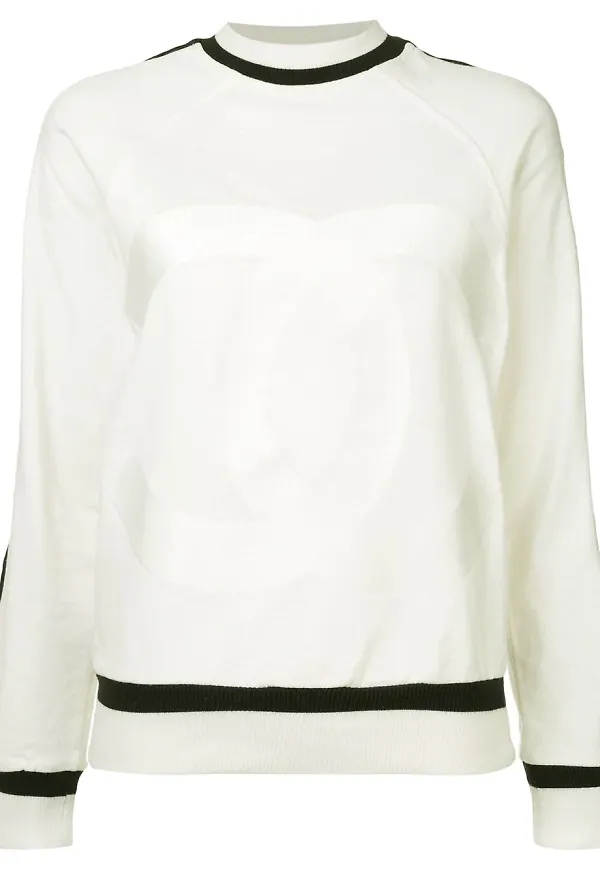 CHANEL Pre-Owned jumper med kontrastkant - Vit