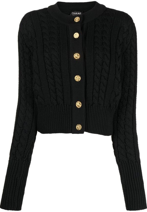 CHANEL Pre-Owned kabelstickad kofta från 1990-2000-talet - Svart