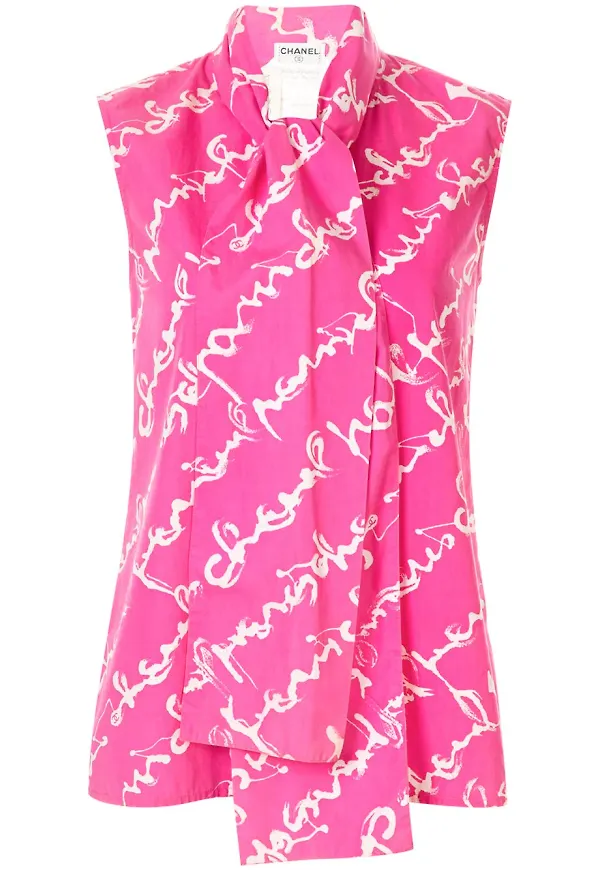 CHANEL Pre-Owned knytblus med logotyp - Rosa