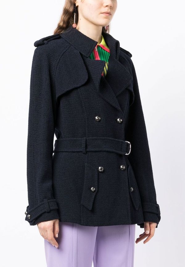 CHANEL Pre-Owned kort trenchcoat med bälte - Blå