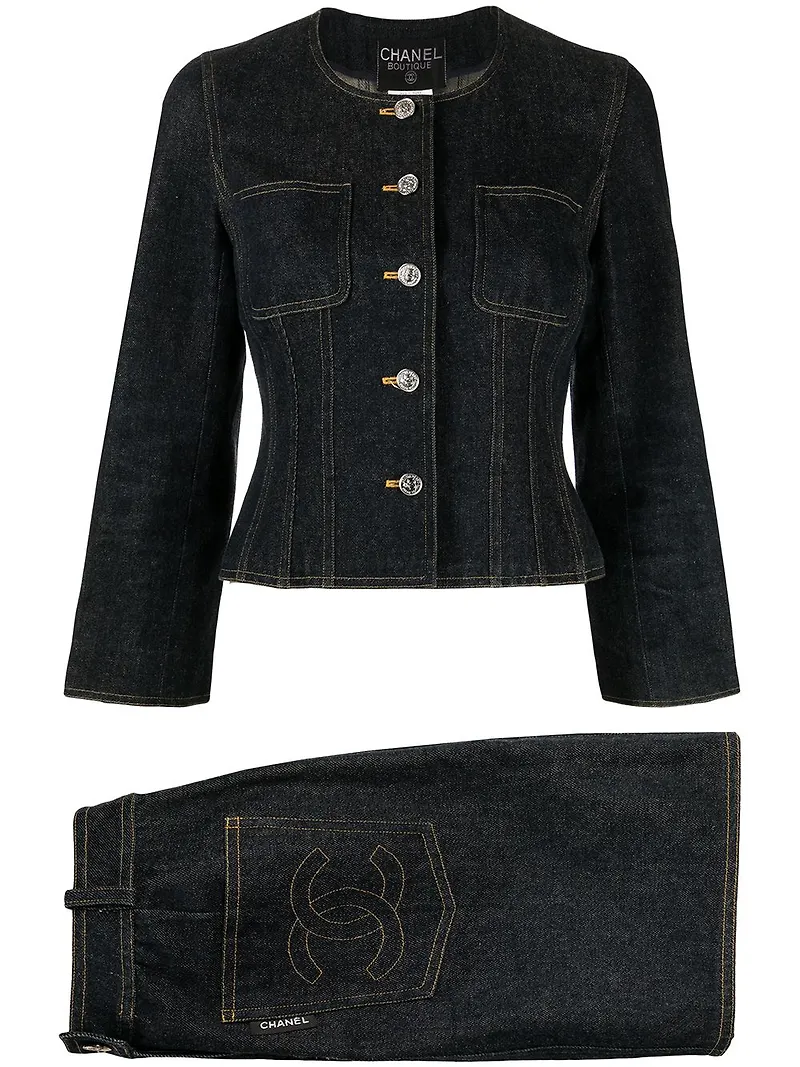CHANEL Pre-Owned kostym med jeanskjol från 1996 - Blå