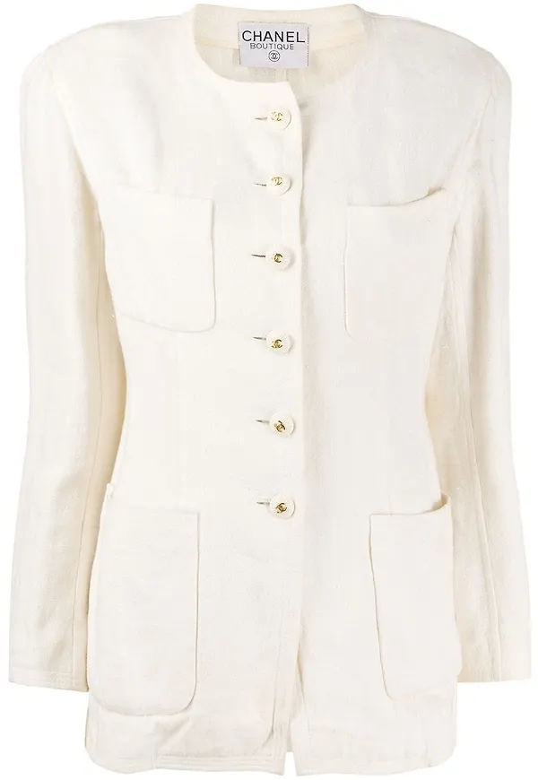 CHANEL Pre-Owned kraglös jacka - Neutral