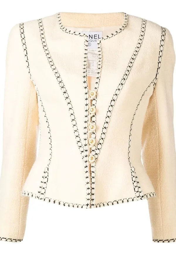 CHANEL Pre-Owned kraglös jacka från 1993 - Neutral