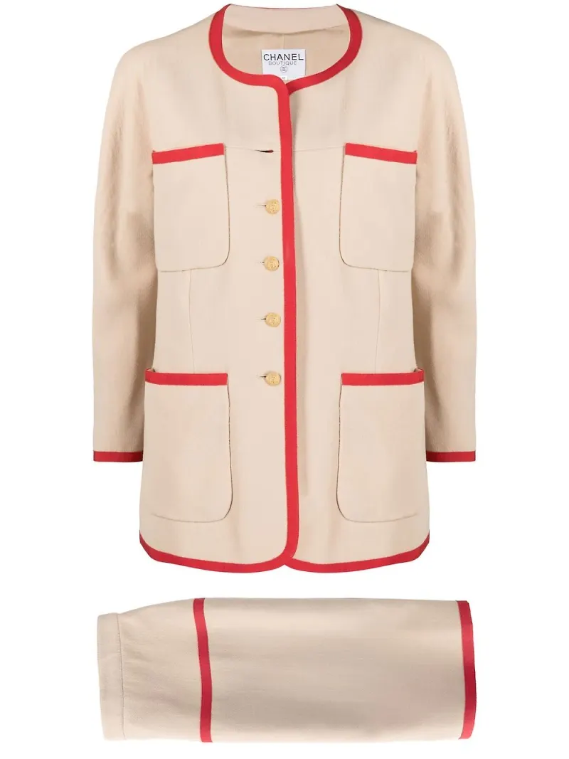 CHANEL Pre-Owned kraglös kostym från 1980-talet - Neutral