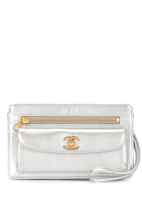 CHANEL Pre-Owned kuvertväska från 1997 - Silverfärgad