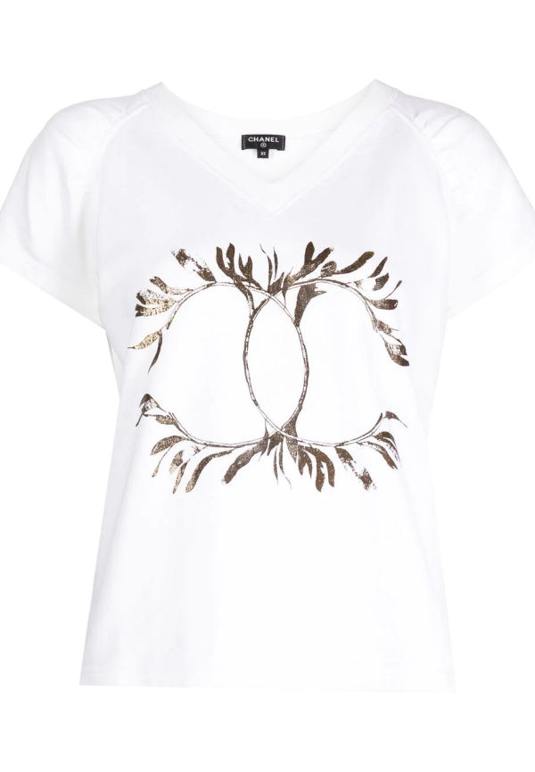 CHANEL Pre-Owned Laurel Wreath CC t-shirt från 2010 - Vit