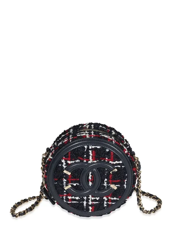 CHANEL Pre-Owned liten rund axelremsväska - Blå
