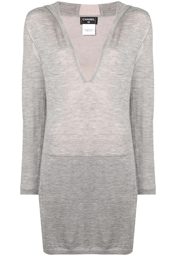 CHANEL Pre-Owned lång huvtröja - Grå