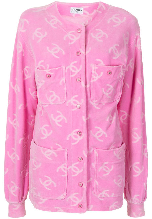 CHANEL Pre-Owned mönstrad kraglös skjorta från 1990-talet - Rosa