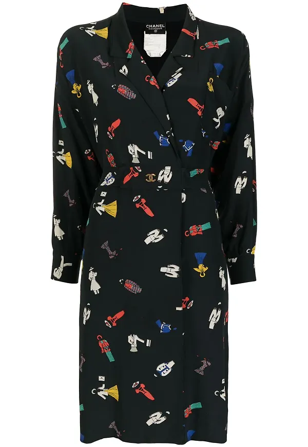 CHANEL Pre-Owned omlottklänning från 1980-1990-talet - Svart