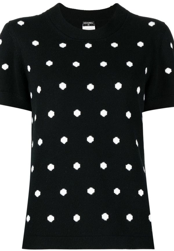 CHANEL Pre-Owned prickig stickad t-shirt från 2008 - Svart