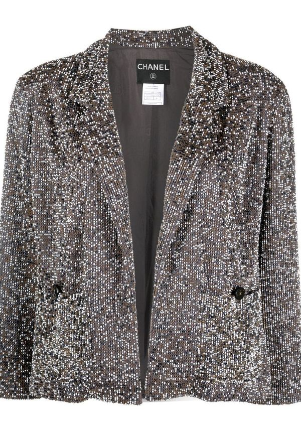 CHANEL Pre-Owned pärlbroderad blazer från 1999 - Grå