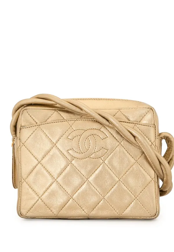 CHANEL Pre-Owned quiltad axelremsväska - Guldfärgad