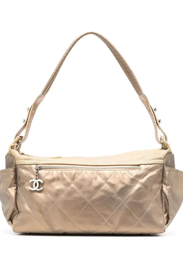 CHANEL Pre-Owned quiltad axelväska - Guldfärgad