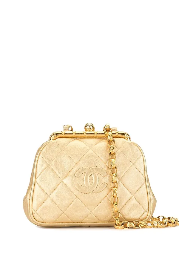 CHANEL Pre-Owned quiltad axelväska från 1990-talet - Guldfärgad