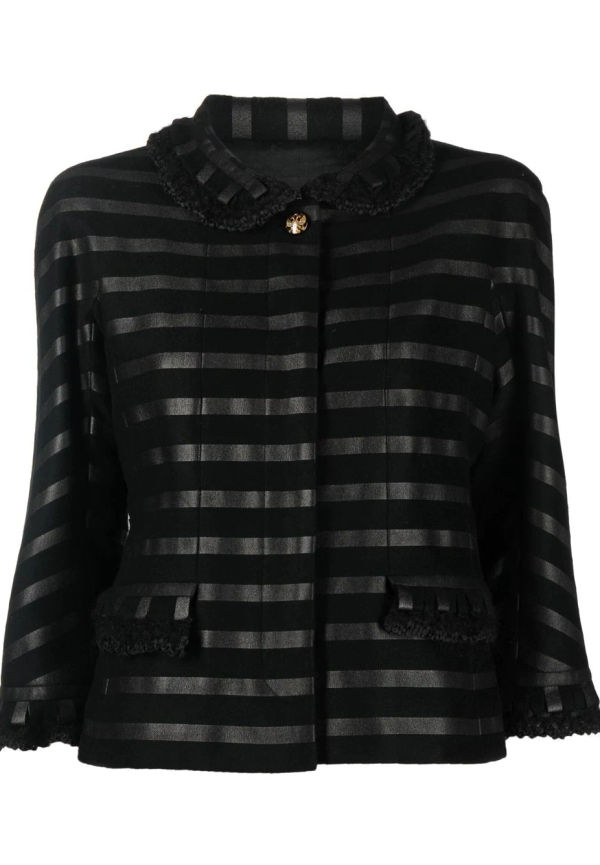 CHANEL Pre-Owned randig kashmirjacka från 2009 - Svart