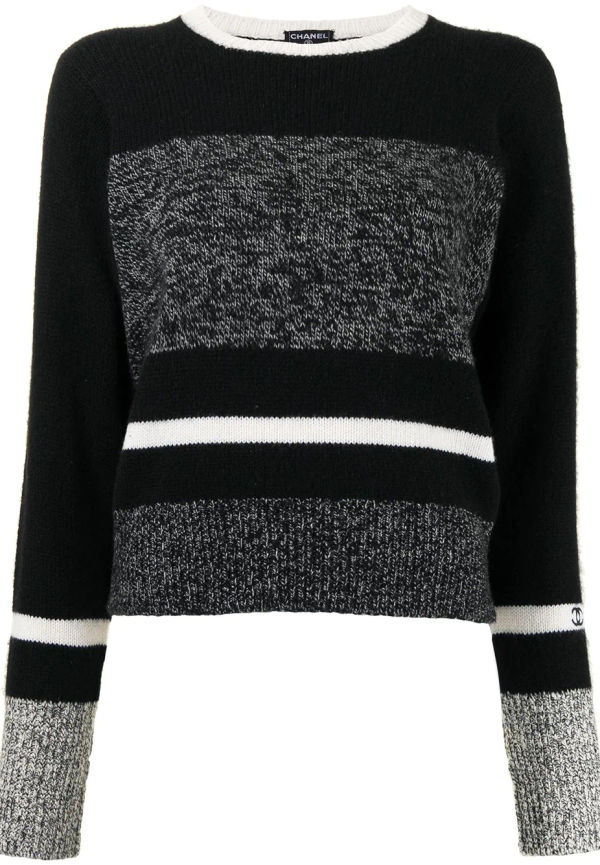 CHANEL Pre-Owned randig kashmirtröja från 1996 - Svart