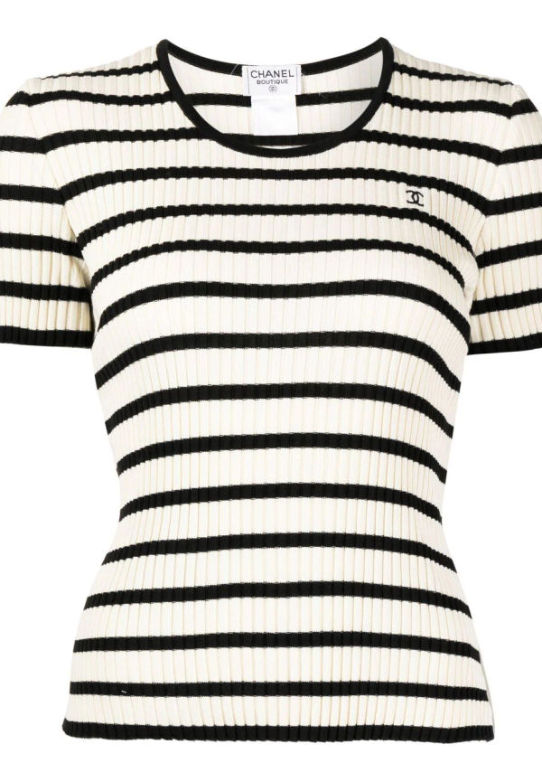 CHANEL Pre-Owned randig t-shirt från 1990-2000-talet - Svart