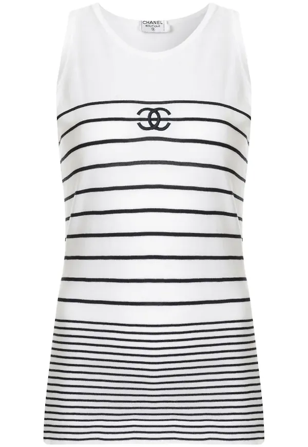 CHANEL Pre-Owned randig topp - Vit