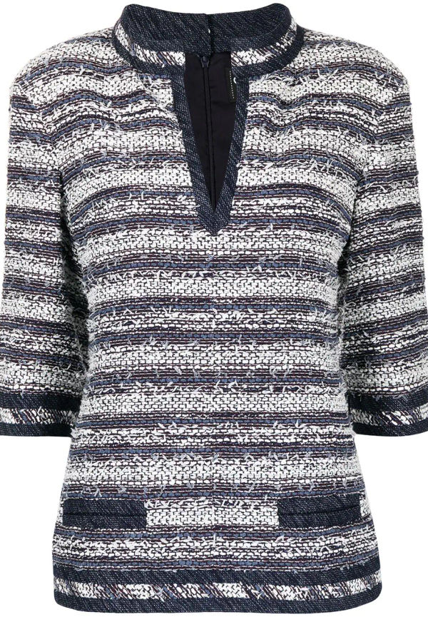 CHANEL Pre-Owned randig tweedblus - Blå