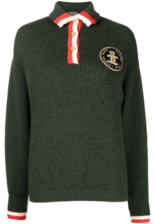 CHANEL Pre-Owned ribbad tröja från 2000-talet - Grön