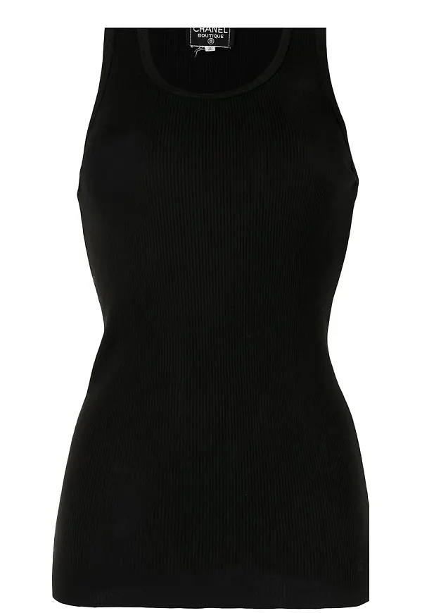 CHANEL Pre-Owned ribbat linne - Svart