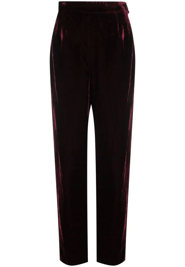 CHANEL Pre-Owned sammetsbyxor med hög midja - Röd