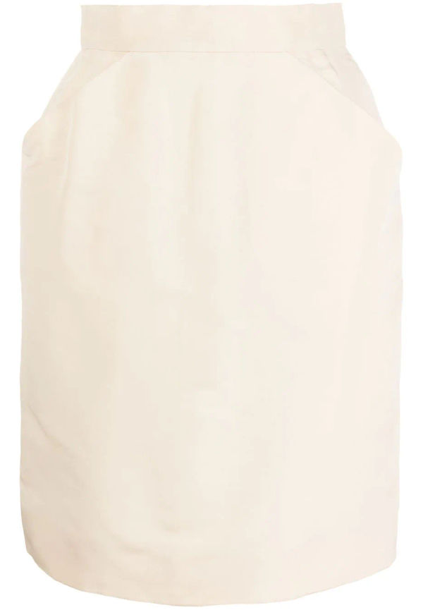 CHANEL Pre-Owned sidenkjol med hög midja från 1980 - Neutral