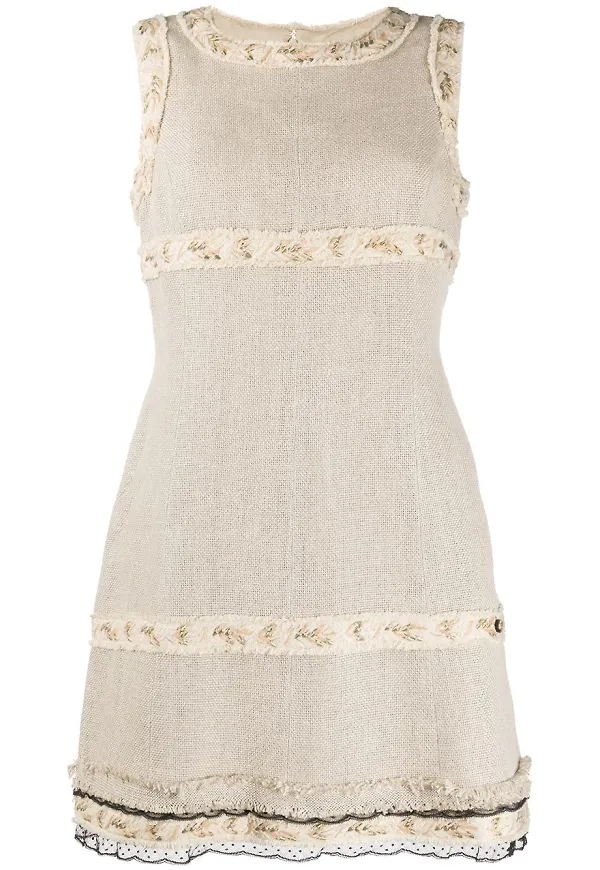 CHANEL Pre-Owned skiftklänning med franskant - Neutral