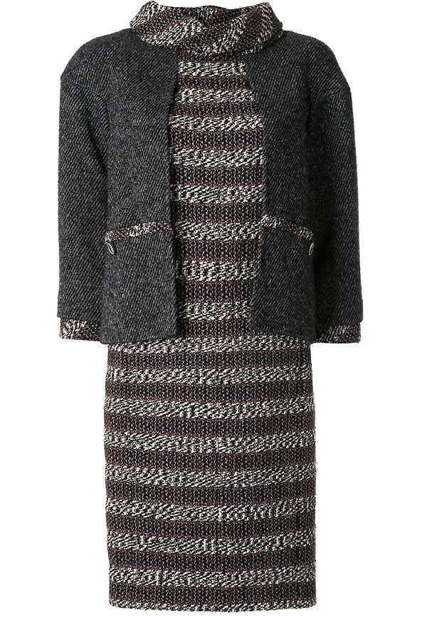 CHANEL Pre-Owned skiktad tweedklänning - Grå