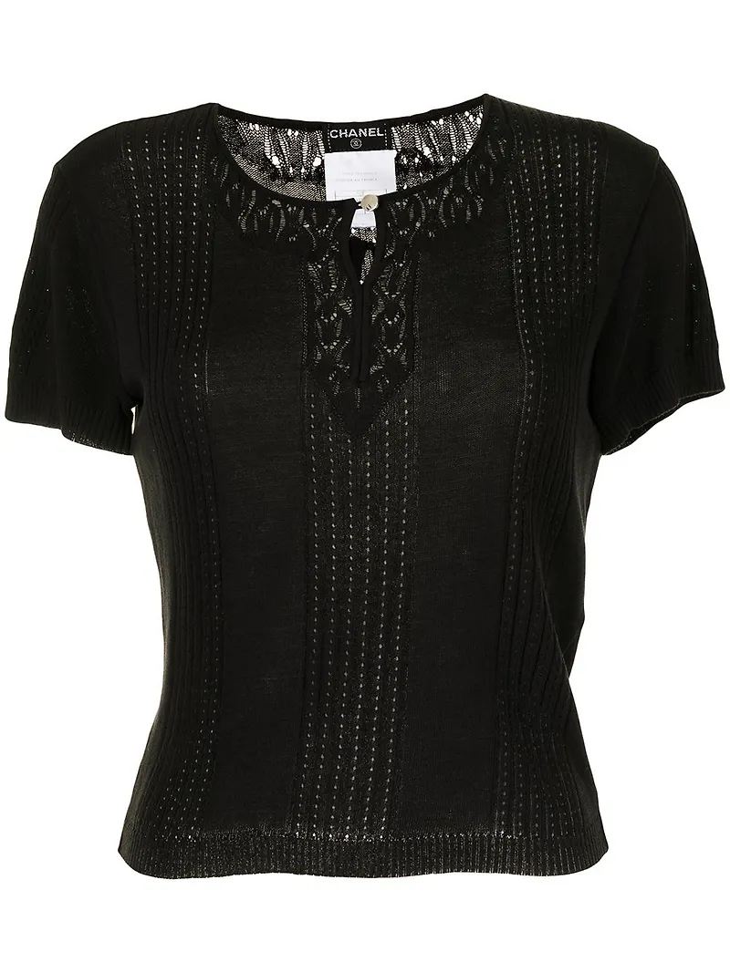 CHANEL Pre-Owned stickad blus från 2002 - Svart