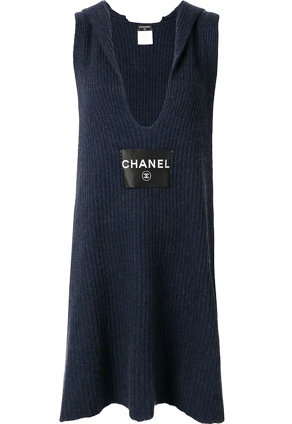 CHANEL Pre-Owned stickad klänning - Blå