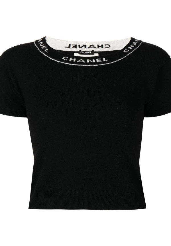 CHANEL Pre-Owned stickad t-shirt från 1995 - Svart