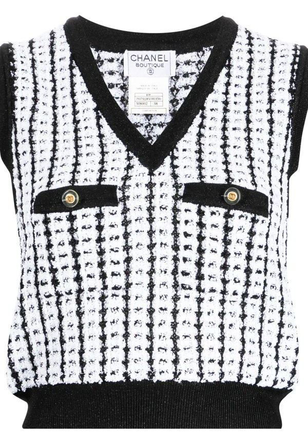 CHANEL Pre-Owned stickad tweedväst från 1997 - Vit