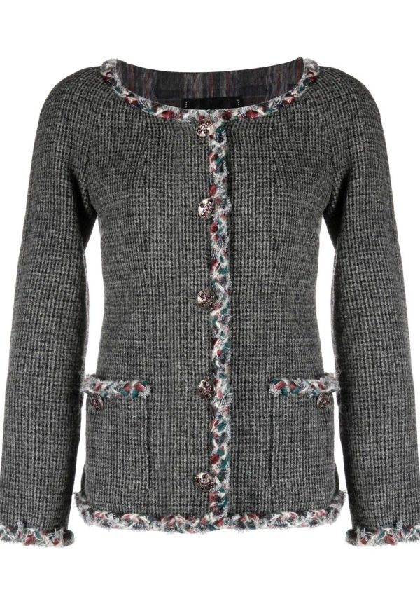 CHANEL Pre-Owned stickad yllejacka från 2010-talet - Grå